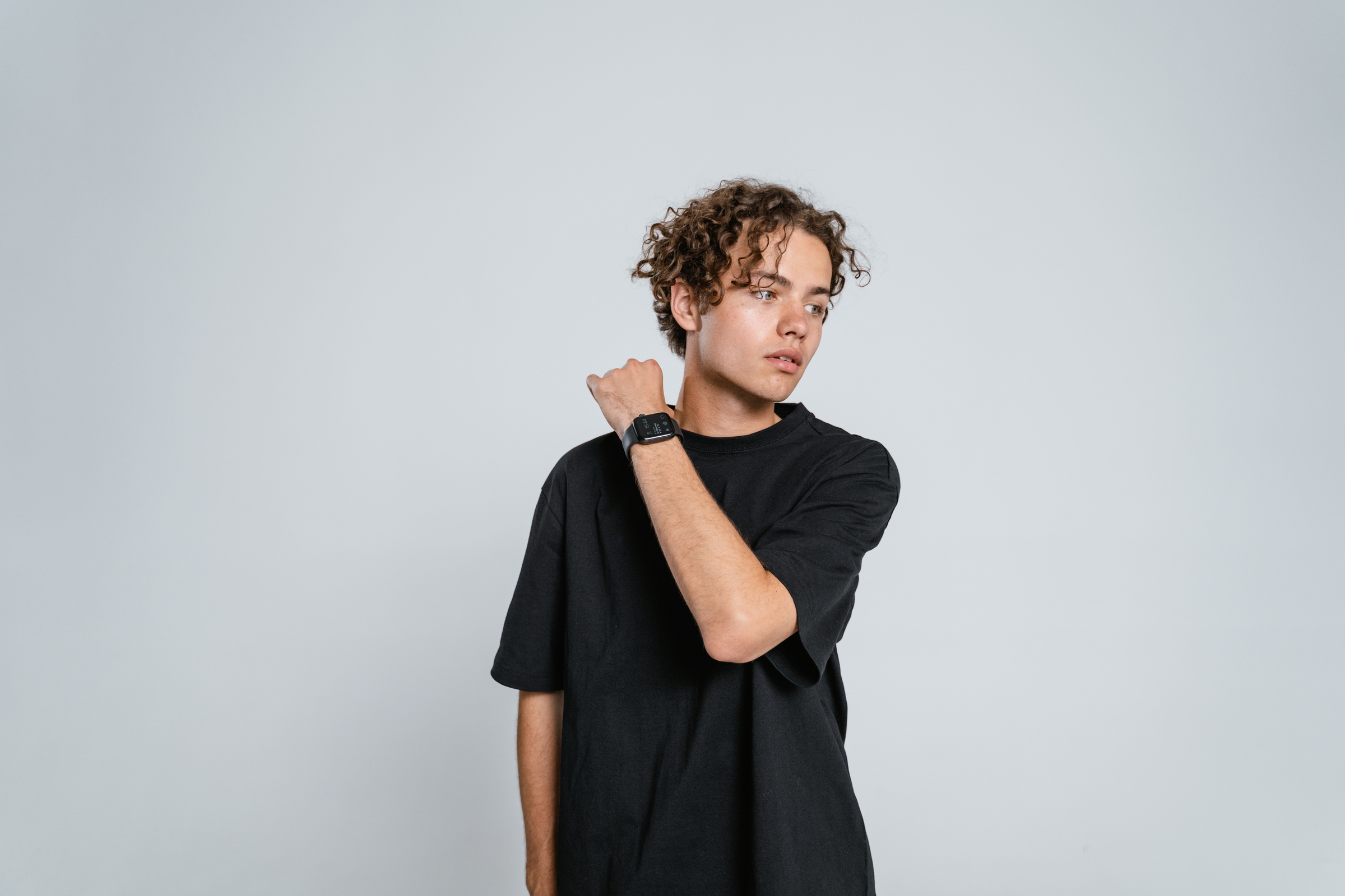 Man in Black Crew Neck T-shirt